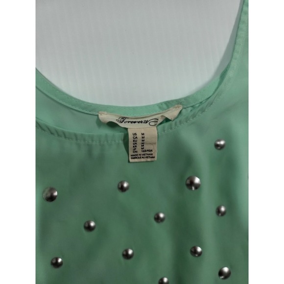 Forever 21 Studded Tank Top Sleeveless Casual Cute Green Size M - Picture 2 of 8